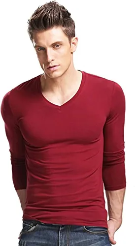 Vista 25 de XUDIAN. Camiseta de manga larga para hombre, cuello redondo
