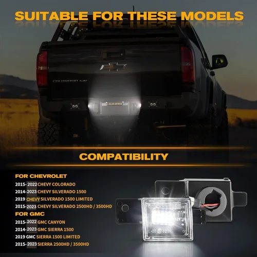 Vista 7 de Gempro Luz LED para matrícula, montaje de lámpara trasera para Chevy Silverado GMC Sierra 1500 2500HD 3500HD 2014-2023, 6000K blanco