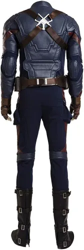 Vista 3 de Joyfunny Superhero Captain Soldier Costume Deluxe Halloween Cosplay Full Set PU Suit