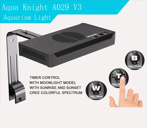 Vista 2 de Aqua Knight - Luz de arrecife de 30 W para Coral SPS LPS Nano Tank, luz de acuario de agua salada regulable de 2 canales con temporizador