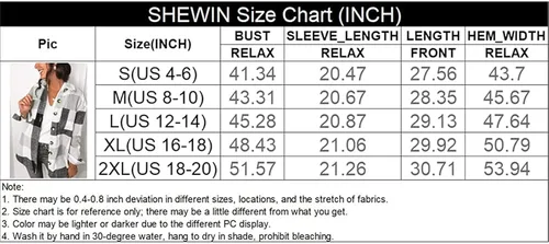 Vista 6 de SHEWIN - Camisas de franela, de manga larga, a cuadros, con solapa y botones para mujer