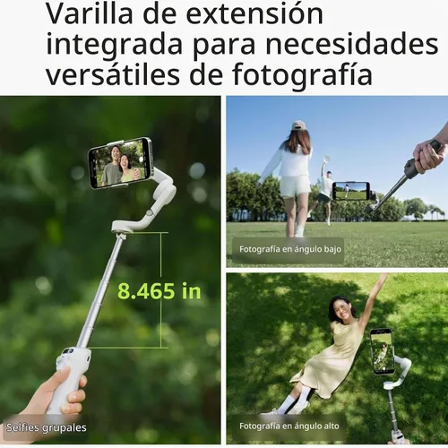 Vista 6 de DJI Osmo Mobile 6 - Estabilizador de cardán para teléfono inteligente, cardán de 3 ejes, barra de extensión integrada, portátil y plegable, cardán