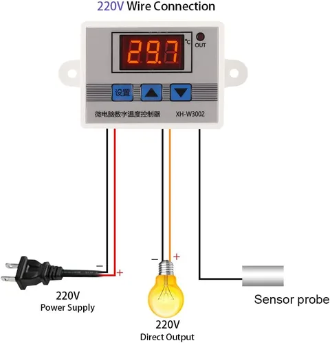 Vista 7 de Controlador digital de temperatura XH-W3002, 2 unidades, -50 a 230.0 °F, termostato de refrigeración de calefacción programable, pantalla LED