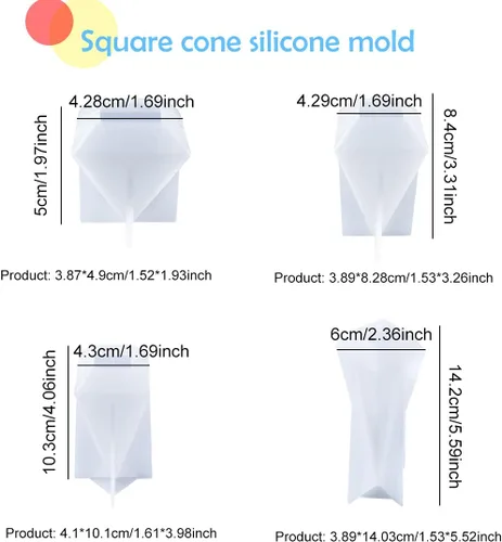 Vista 5 de 4 moldes de silicona piramidales para soporte de anillo de resina, moldes de resina epoxi, moldes de velas, moldes de bricolaje, jabón, yeso