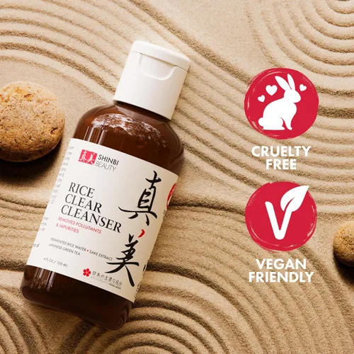Vista 5 de Shinbi Beauty Productos para el cuidado de la piel de lavado facial japonés, limpiador de té verde con agua de arroz japonés, 99% de belleza