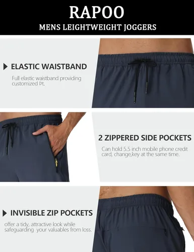 Vista 5 de Rapoo Pantalones de senderismo ligeros para hombre, de secado rápido, elásticos, para correr, entrenar y casual