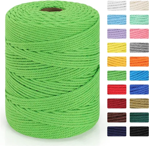 Vista 23 de Cordón de macramé de 0.157 in x 328 yardas Cuerda de macramé 100% algodón natural Cuerda de algodón trenzado de 4 hebras para manualidades, Beige