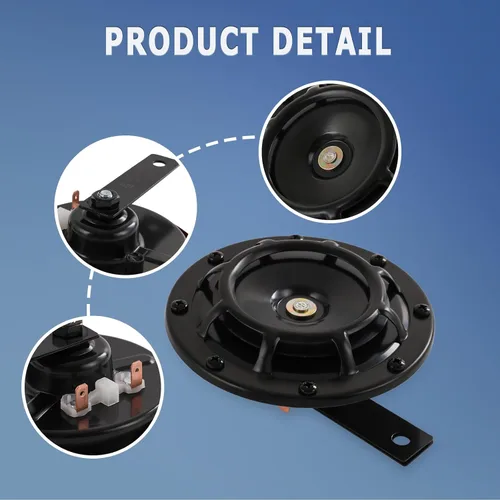 Vista 3 de Juego de claxon eléctrico para coche 12 V y 135 dB, de tono alto y bajo, kit de claxon doble metálico con soporte para automóviles, camiones, SUV