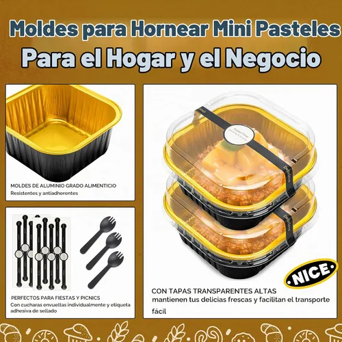 Vista 5 de NPLUX Mini moldes para pasteles de Halloween, 50 onzas, color oro negro