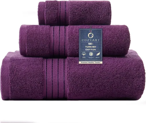 Vista 47 de COZYART - Juego de 6 toallas de baño de algodón turco, color azul claro, suaves, altamente absorbentes y duraderas, 19.17 oz/yd², incluye 2 toallas