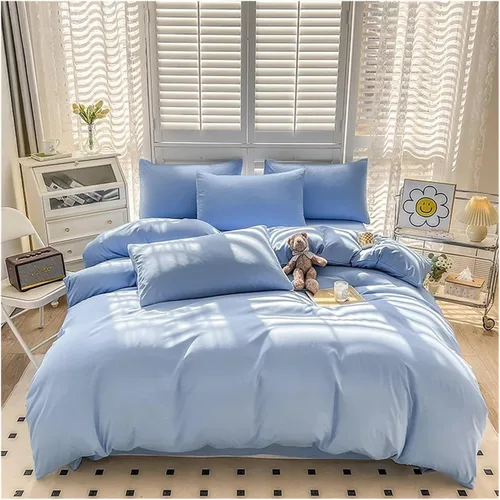Vista 7 de Cama, Queen/L Negro Color Sólido Algodón Funda Nórdica Funda Nórdica