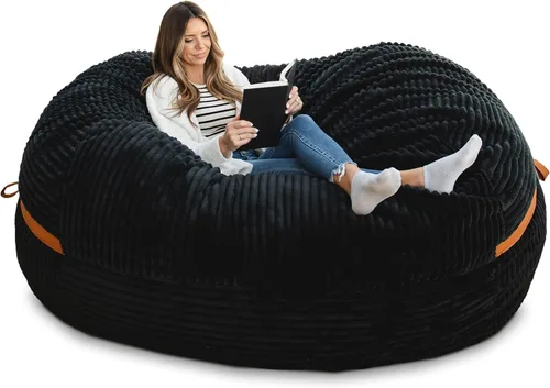 Vista 30 de Big Joe Fuf Silla Puf de Espuma de 5 Pies de Tamaño Extra Grande con Funda Extraíble para Niños, Adolescentes, Adultos, Onyx Lenox, Poliéster Tejido