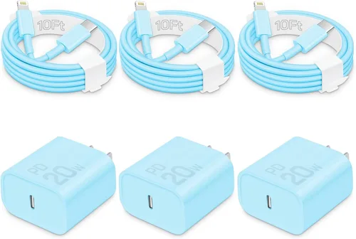 Vista 19 de CXX 20W Fast Charger for iPhone 14/13/12 [3-Pack, MFi Certified] Blue