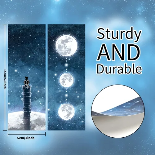 Vista 3 de Anseal Marcapáginas Cool Space Starry Night, marcadores para amantes de los libros, marcadores a granel para hombres, marca de libro única