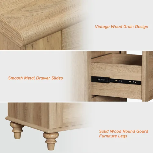 Vista 5 de WAMPAT - Mesa de café de granja con gabinete de almacenamiento, mesas de café de madera para la sala de estar, mesa de té rústica rectangular