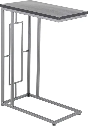 Vista 8 de Deco 79 Mesa auxiliar de metal en forma de C con base de metal negro, mesa auxiliar de 19 x 10 x 26 pulgadas, color negro