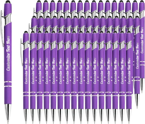 Vista 80 de Hasta 500 bolígrafos personalizados a granel con logotipo de mensaje de nombre comercial, bolígrafos grabados personalizados con lápiz óptico