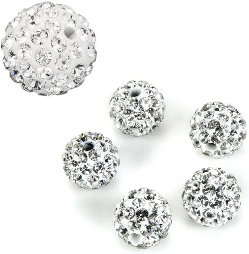 Vista 12 de 100 piezas Adabele Grado A Cuentas sueltas con cristal de 10 mm, diseño de atrapasueños con diamantes de imitación, bola de discoteca de arcilla