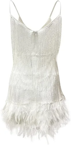 Vista 5 de TWGONE Vestidos de verano para mujer 2023 con flecos, purpurina y tirantes delgados, bodycon, sexy, club, fiesta nocturna, vestido de graduación