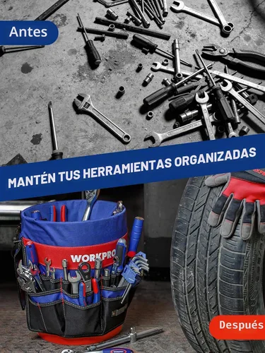 Vista 6 de WORKPRO Organizador de herramientas de cubo con 51 bolsillos que se adapta a cubos de 3.5 a 5 galones (herramientas excluidas)