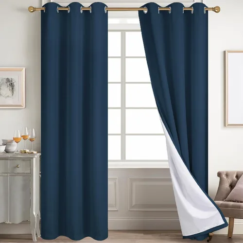 Vista 72 de Diraysid Cortinas 100% opacas de lino beige para dormitorio, con ojales, aislamiento térmico, cortinas de oscurecimiento de habitación