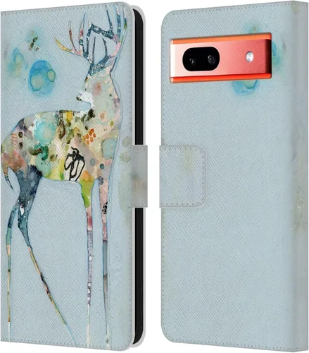 Vista 21 de Head Case Designs Officially Licensed Wyanne Blue Watercolour Bear Animals 2 Leather Wallet Case Compatible with Google Pixel 7a