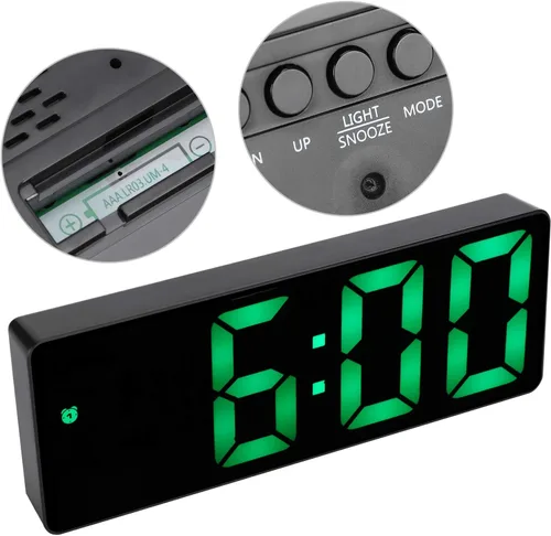 Vista 6 de GLOGLOW Reloj electrónico, Multifuncional Número LED Pantalla Reloj Batería USB Doble Uso Digital Reloj Digital Mesa Rectangular Reloj Digital