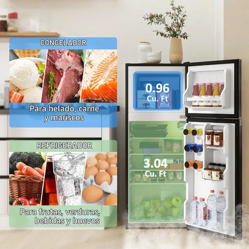 Vista 3 de HOMCOM Mini refrigerador de 4 pies cúbicos con congelador con puerta