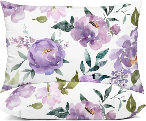 Vista 19 de YIYEA Juego de 2 fundas de almohada estándar de microfibra ultra suave de doble cepillado, fundas de almohada estándar, fundas de almohada florales
