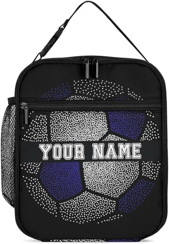 Vista 14 de Fiambrera de fútbol – Bolsa de almuerzo de fútbol reutilizable para mujeres, hombres y niños – Pequeña lonchera portátil plegable aislada