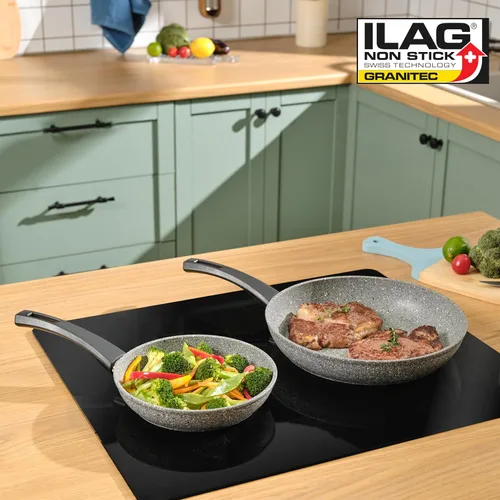 Vista 8 de Karaca Gris Biogranite - Juego de 2 sartenes de inducción, 11.0 in, sartén de 7.9 in, color gris