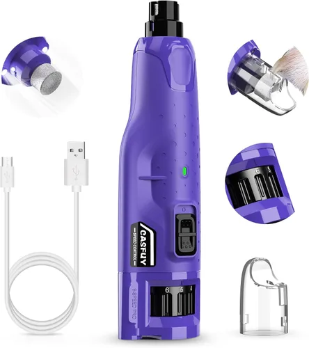 Vista 11 de Casfuy Molinillo de uñas para perro silencioso - (45db) Pulidora de uñas para mascotas de 6 velocidades con 2 luces LED para perros/gatos grandes