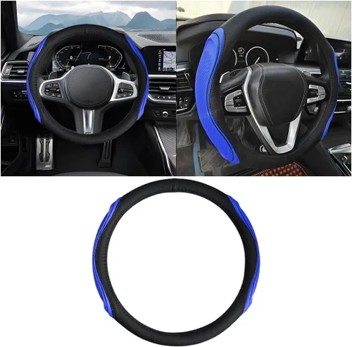 Vista 11 de Osilly - Funda para volante de piel sintética de 15 pulgadas, color negro rubber anti-slip lining, breathable contact surface, hand-stretch setup
