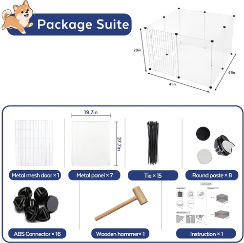 Vista 2 de BRIAN & DANY Dog Playpen Portable for Small Animals, Dog Play Pen Indoor, Transparent Pet Playpen for Puppies, Cats, 40" L x 40" W x 28" H Dog