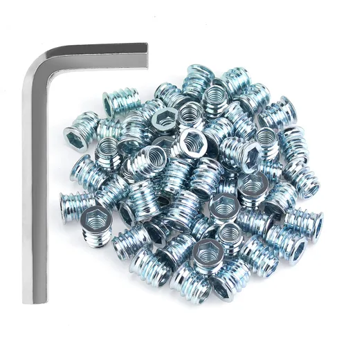 Vista 18 de Insertos roscados de 1/4-20, insertos de madera, insertos roscados de acero para tornillo de muebles de madera, kit de 145 piezas de insertos