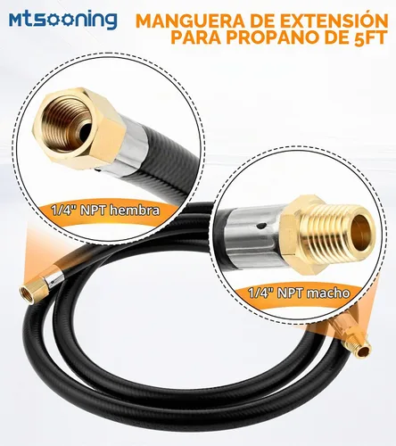 Vista 3 de Manguera de extensión de propano NPT de 1/4" y kit de montaje de adaptador