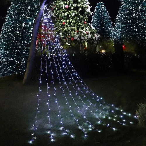 Vista 2 de Tiras de luces con estrella para decoración de Navidad al aire libre, 320 LED, 16.4 pies, luces de Navidad [8 modos y resistente al agua]