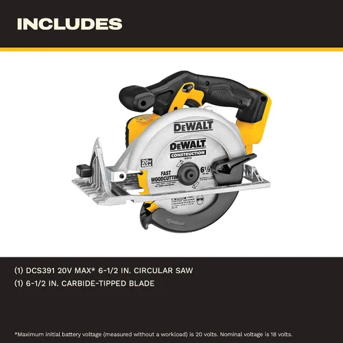 Vista 10 de DeWalt DCS391B 20 voltios Max Li-Ion Sierra circular, herramienta solo