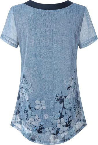 Vista 2 de SeSe Code Blusas plisadas de malla elástica para mujer, de manga corta, transpirables y fluidas