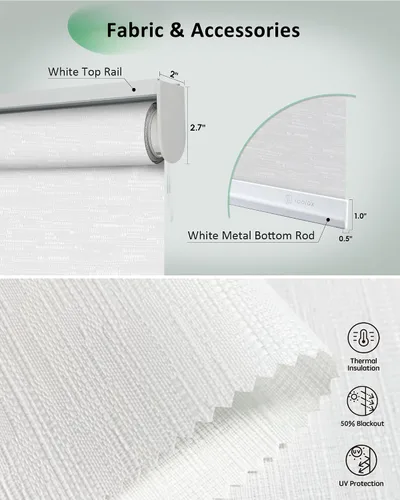 Vista 5 de Yoolax - Persianas motorizadas con control por aplicación, cortinas enrollables motorizadas con filtración de luz para ventanas, persianas