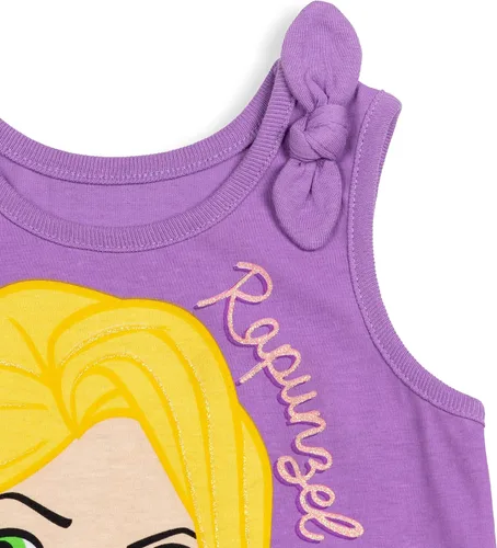 Vista 5 de Disney Princess Ariel Moana Jasmine Rapunzel Belle - Camiseta gráfica y pantalones cortos para niñas de bebé a niño pequeño