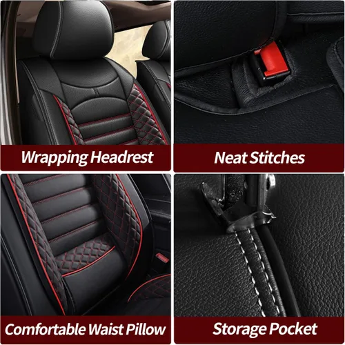 Vista 6 de Fundas de asiento de auto para Ford Fusion 2010-2020: juego completo de fundas protectoras de asiento impermeables de piel sintética compatible