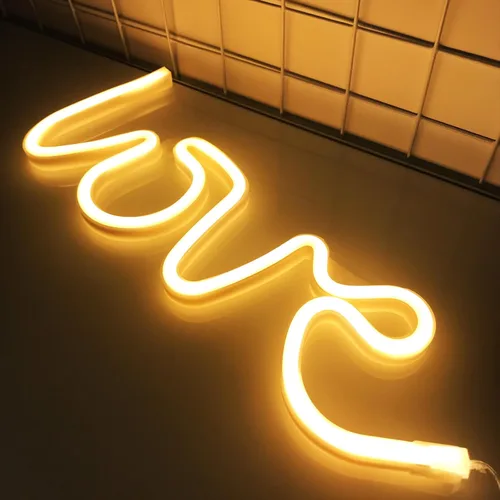 Vista 60 de Letrero de neón de amor para dormitorio, USB o batería, luz de neón para pared, luz de neón LED como letreros de pared de neón para niñas, letrero