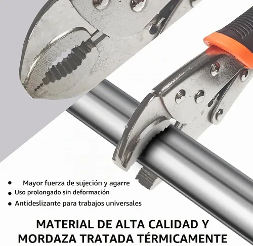 Vista 5 de Juego de 5 alicates de bloqueo, 5, 7 y 10 pulgadas, alicates de agarre de tornillo de banco ajustable y abrazaderas de soldadura de punta larga de 7