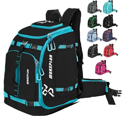 Vista 12 de MORXPLOR Ski Boot Bag - 65L Padded, Waterproof Ski Travel Backpack for Gear & Accessories
