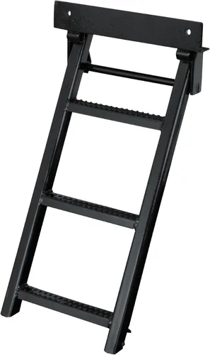 Vista 5 de Buyers Products RS1 - Escalón retráctil negro de 1 peldaño para camión, 17.38 x 15 pulgadas, peldaños antideslizantes, soporte en forma de L, centro