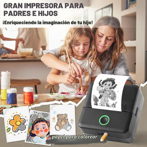 Vista 3 de cudinham Mini impresora Print Pods, fabricador de pegatinas térmico sin tinta con 10 rollos de papel de impresión, Printpod de bolsillo para Negro