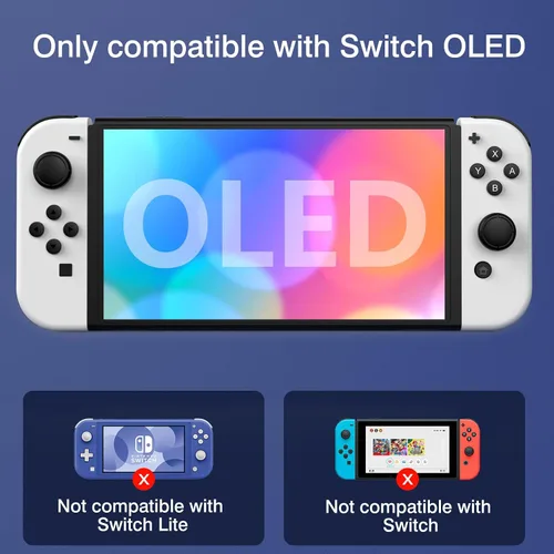 Vista 4 de Mooroer Switch OLED - Funda protectora acoplable mejorada para Nintendo Switch OLED con funda protectora de agarre de TPU suave y 6 tapas para pulgar