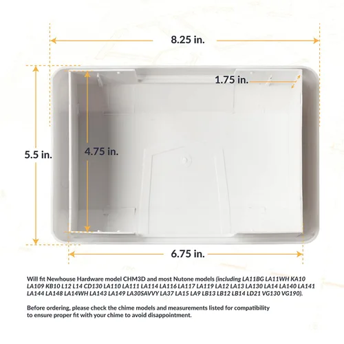 Vista 2 de Newhouse Hardware CHM3DCOVER Tapa para timbre de puerta, solo cubierta, se adapta a la mayoría de los modelos Nutone, Blanco