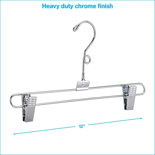 Vista 5 de SSWBasics Perchas de metal para faldas, perchas para pantalones (12 pulgadas, cromado) - Caja de 100